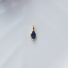 Подвеска Маркиз с синим фианитом, 14*5 мм, позолота, П403