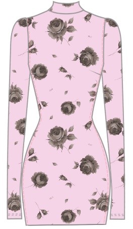 Муна мини (Muna mini), платье мини из сиреневого бифлекса с цветочным принтом