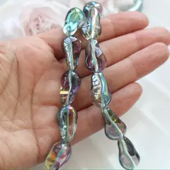 Бусины стеклянные, дымчато-серый с переливами, фриформ 22*13 мм, 1 бусина, МК037