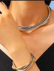 Набор украшений колье трехрядное + браслет трехрядный