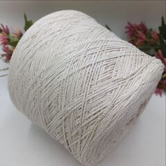 Queen New Mill Вискозный шнурок с фольгой 165м/100гр Экрю+золото