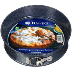Форма для выпечки сталь, 26х26х6.8 см, антиприг, кругл, разъем, Daniks, Гранит, K-804-LSC