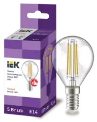Лампа светодиодная G45 шар прозр. 5Вт 230В 3000К E14 серия 360° IEK