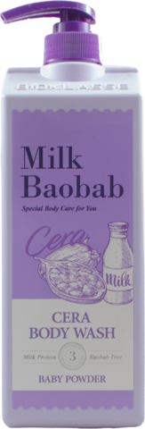 Milk Baobab Cera Body Wash Baby Powder Гель для душа с керамидами с ароматом детской присыпки