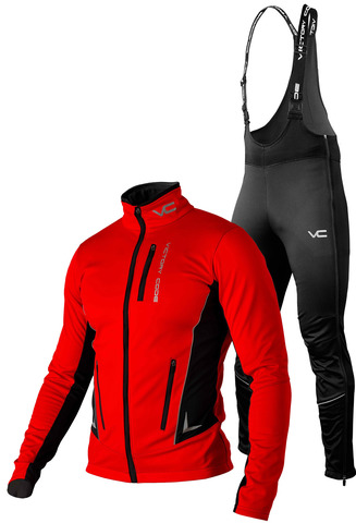 Утеплённый лыжный костюм 905 Victory Code Speed Up Red с высокой спинкой мужской