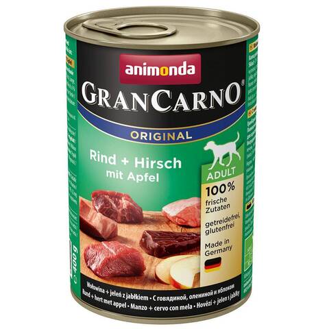 Animonda Gran Carno Original Adult консервы c говядиной, олениной и яблоком для взрослых собак 400г