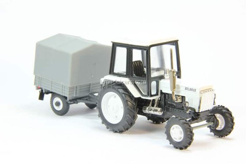 Tractor MTZ-82 Belarus metal with awning Trailer (white) Agat Mossar Tantal 1:43