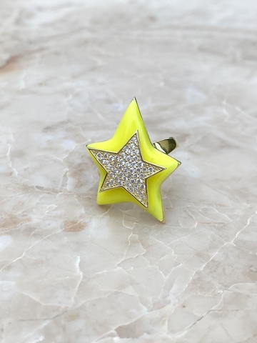 Кольцо Звезда желтое, позолоченное серебро