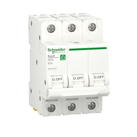 Автоматический выключатель 3P - 20 A тип B 3 модуля 400 В~. Schneider Electric Resi9. R9F02320