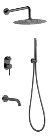 Boheme 464-2-SGM Смеситель встроенный + верхний+ ручной душ, Uno. Shine Gun Metall