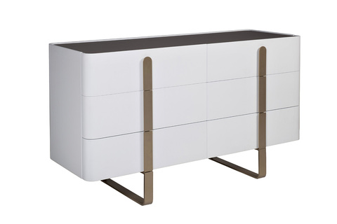 Комод Garda Decor светлый с металлическим каркасом и стеклянной столешницей 77IP-20861