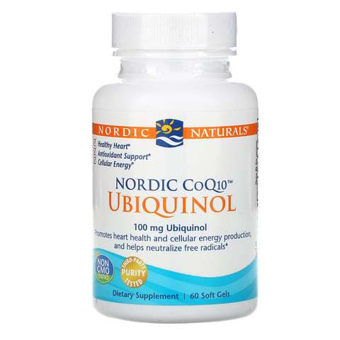 Nordic Naturals, Nordic CoQ10, убихинол, 100 мг, 60 мягких желатиновых капсул