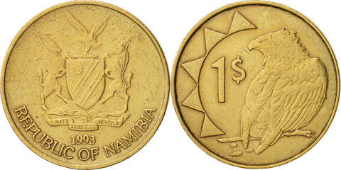 1 доллар Намибия. 1993-2010 гг. Случайный год. XF-AU
