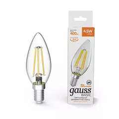 Лампа Gauss LED Filament Basic Свеча 4,5W Е14 400lm 2700К 1031115