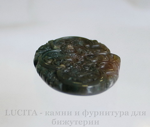 Подвеска Агат Резной 45,8х34,8х7,4 мм №19