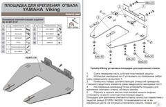 Площадка для крепления снегового отвала для YAMAHA Viking  2014-16 STORM MP 0147