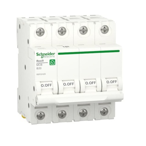 Автоматический выключатель 4P - 20 A тип B 4 модуля 400 В~. Schneider Electric Resi9. R9F02420