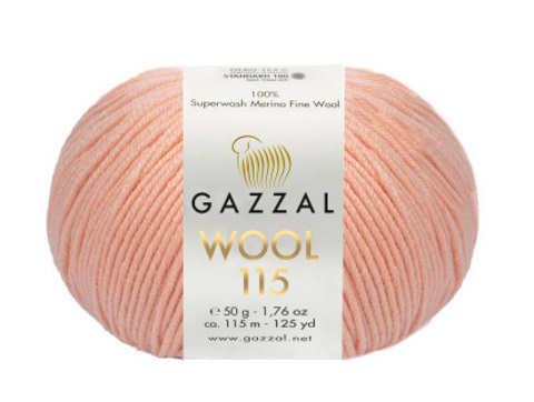 Пряжа Gazzal WOOL 115 3309 пудра (уп.5 мотков)