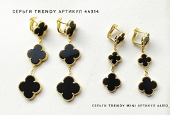 44312- Серьги Trendy-mini из серебра в лимонной позолоте с агатом- 3 мотива