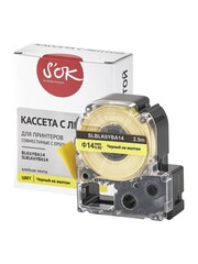 Кассета с лентой S'OK by Sakura Printing BLK6YBA14 для Epson , черный на желтом, φ14мм, 2.5м
