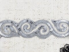 Тесьма термоузор орнамент, ш. 4,5 см, серебро