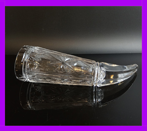 Кубок "Рог Изобилия" 20 см с резным декором и алмазной гранью хрустальный , СССР 1970-1990 гг.