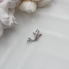 Коннектор Рыбка Карп с фианитами 17*10 мм, родий, У098