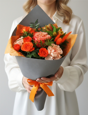 Букет с пионовидной розой Летняя ночь