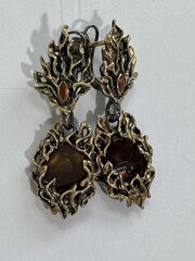 Огненный агат (серебряные серьги)