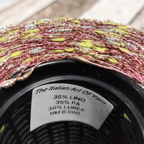 Лен (35%) с люрексом и шишибриками NODINO DI LINO 600 розово-коричневый с серебром