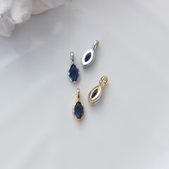 Подвеска Маркиз с синим фианитом, 14*5 мм, позолота, П403