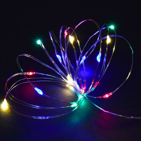 Гирлянда роса 2м 20RGBY IP20 прозрачный шнур 0,3м 2AA IEK