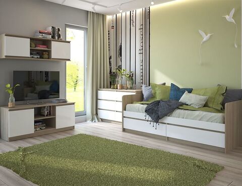 Детская Челси №1 дуб сонома, белый глянец