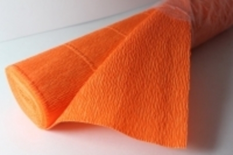 Бумага гофрированная простая, оранжевый, 50 см*250 см. (581)