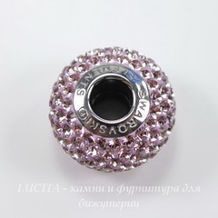 80101 Бусина Сваровски BeCharmed Pave Light Amethyst 14х9 мм