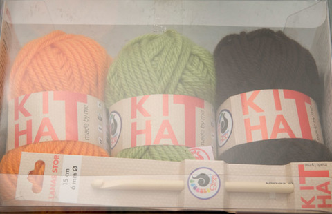 Набор для вязания шапки Kit Hat, цвета шоколадный, зелёный, оранжевый (2)