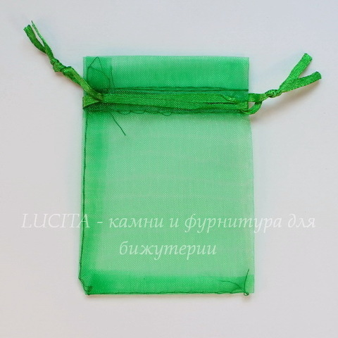 Подарочный мешочек из органзы зеленый, 9х7 см