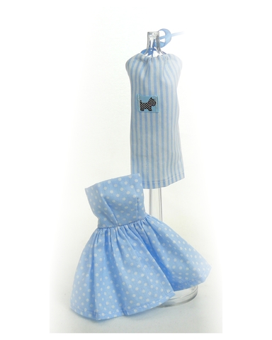 Два хлопковых платья - Голубой. Одежда для кукол, пупсов и мягких игрушек.