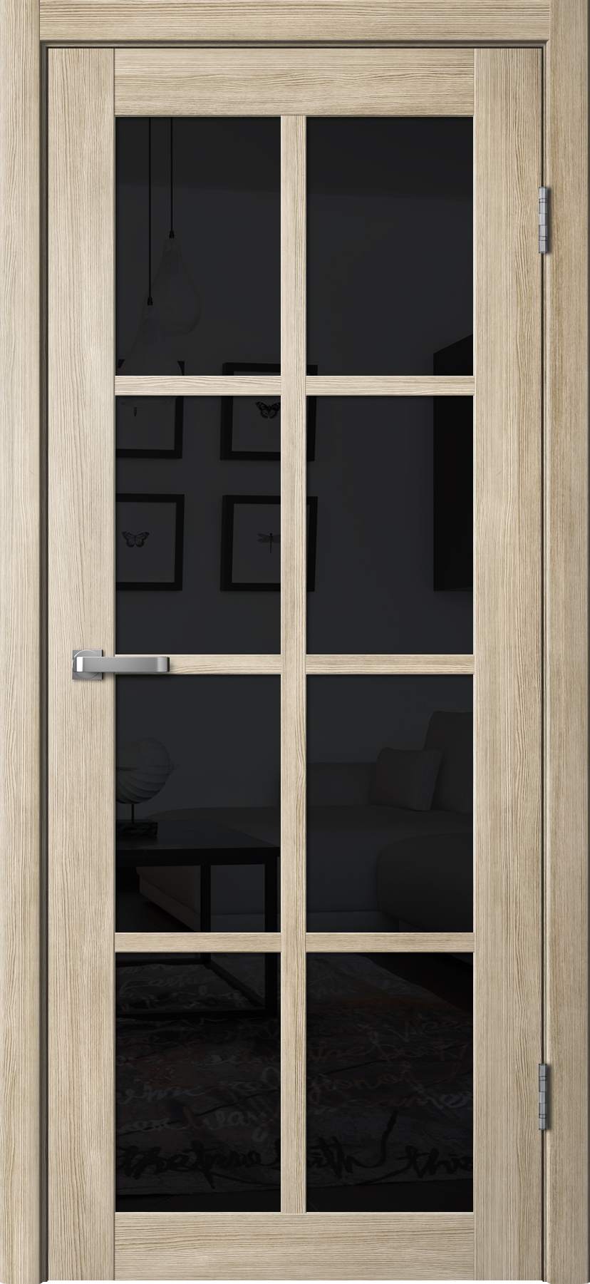 Дверь межкомнатная Ла Стелла 271, цвет латте ясень, экошпон, стекло черное