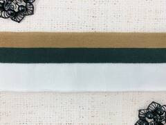 Подвязы трикотажные, ш. 6 см, L 120 см, белый с зелёным/бежевым