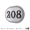 Номерок на дверь квартиры 208, для кабинета, офиса, шильдик 9 х 7 см, серебристый, Айдентика Технолоджи