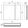 Aquatek AQ7808-MC AQ7808-MC Алюминиевый зеркальный шкаф без подсветки 762*660*134,крепеж. Две зеркальные дверцы шириной 50,9 и 25,5 см. Две стекл.полки 6 мм