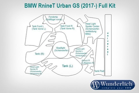 Комплект защитных пленок VentureShield для BMW R NineT Urban GS, прозрачные