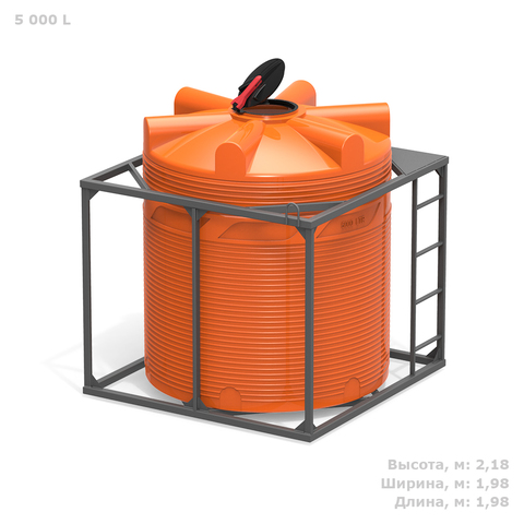 Емкости в кассетах для перевозки воды и жидких удобрений, КАС Полимер-Групп V 5000 КАС одинарная 5000 л. вертикальная (1980x1980x2184см;оранжевый) - арт.559071
