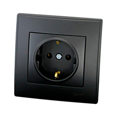 LESYA 705 4242 122В Розетка с/з ПБТ черн. бархат матовый вставкой