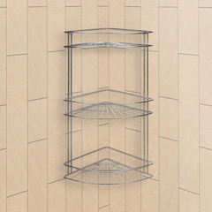 67-0-652 Полка для ванной угловая 3 яруса гальваника цинк,цвет хром (РемоКолор)