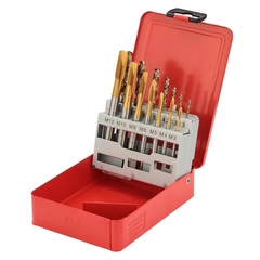 Набор метчиков машинных M3 -M12 HSSE-TiN DIN371/376 (B/4-5P, + сверла) 14пр H-Tools 245051THT