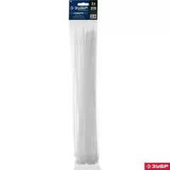 ЗУБР КОБРА, 3.6 x 370 мм, нейлон РА66, 50 шт, белые, кабельные стяжки с плоским замком, Профессионал (30930-36-370)