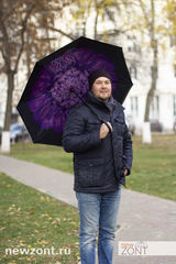 Зонт антизонт фиолетовый цветок механический
