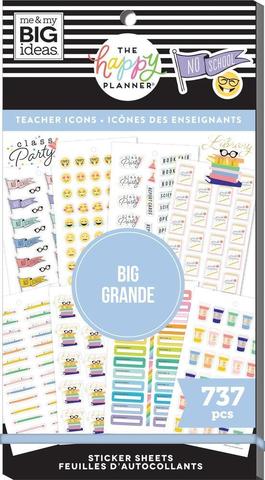 Блокнот со стикерами для ежедневника Create 365 Happy Planner Value Pack Stickers - Icons Teacher - BIG- 737 шт